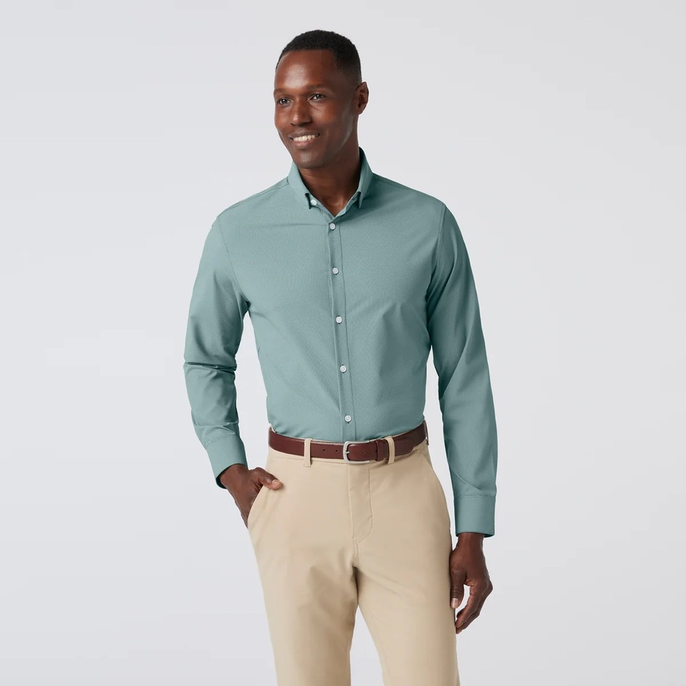 Mizzen+Main Leeward Long Sleeve Shirt -  Hunter Green - Trim Fit